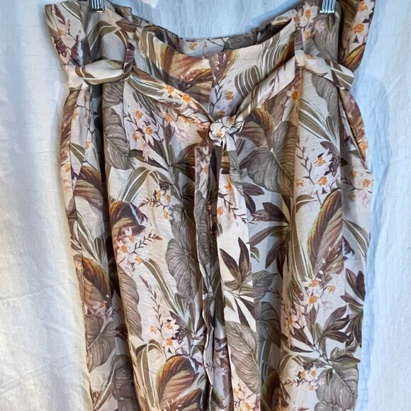 Pants floral motif beige brown pink size 12 Ever New Melbourne - Picture 4 of 9